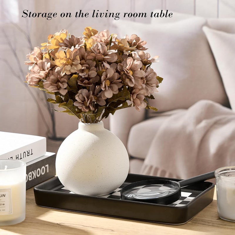 Pottify 10"×6"×1" Texture Checkered Surface Bathroom Vanity Tray for Countertop- Ceramic Decorative Organizer Tray for Dresser Top, Toilet, Perfume, Sponge Holder Soap Dish Dispenser for Kitchen Counter - Image 5